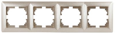 Рамка для розеток и выключателей Intro Solo 4-504-04 на 4 поста, СУ, шампань