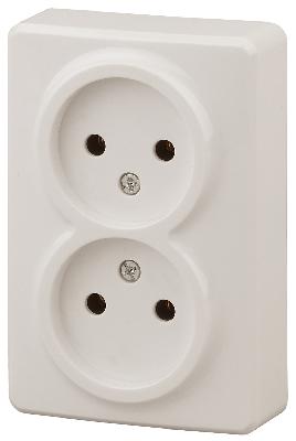 11-2202-02 ЭРА Розетка 2х2P, 16A-250В, IP20, ОУ, Эра Эксперт, сл.кость (18/180/2880)