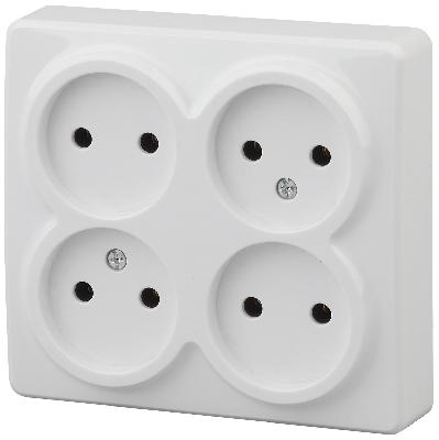 11-2210-01 ЭРА Розетка 4х2P, 16A-250В, IP20, ОУ, Эра Эксперт, белый (12/120/1920)