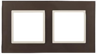 14-5102-31 ЭРА Рамка на 2 поста, стекло, Эра Elegance, мокко+сл.к (5/50/1200)