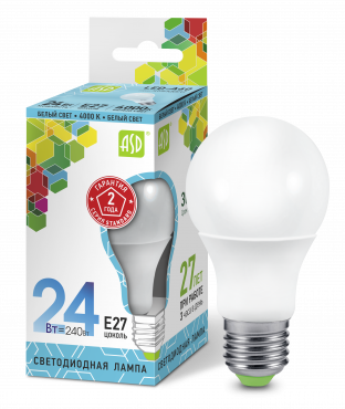 Лампа сд LED-A65-std 24Вт 230В Е27 4000К 2160Лм ASD