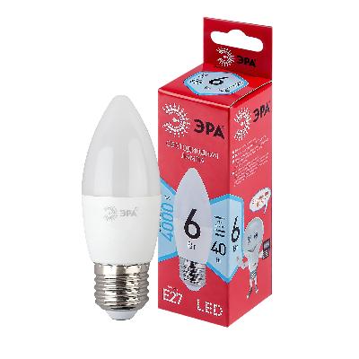 Лампочка светодиодная ЭРА RED LINE LED B35-6W-840-E27 R Е27 / E27 6 Вт свеча нейтральный белый свет