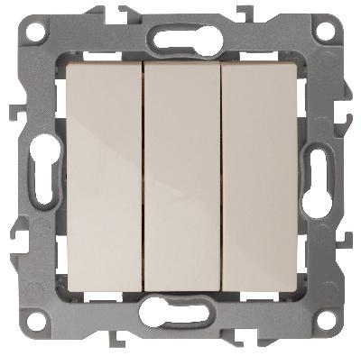 12-1107-02 ЭРА Выключатель тройной, 10АХ-250В, IP20, Эра12, слоновая кость (10/100/3200)