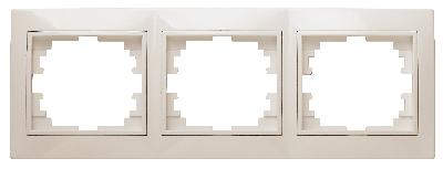 Рамка для розеток и выключателей Intro Plano 1-503-02 на 3 поста горизонтальная, СУ, слоновая кость