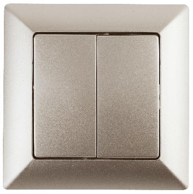 Переключатель Intro Solo 4-107-04 двухклавишный, 10А-250В, IP20, СУ, шампань