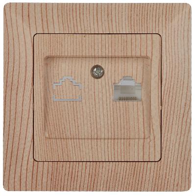 Розетка Intro Solo 4-303-11 информационная RJ45, СУ, сосна