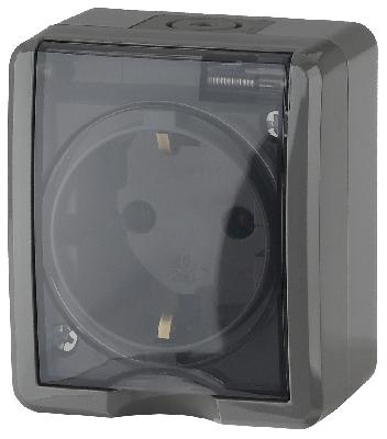 11-2401-03 ЭРА Розетка 2P+E IP54, 16A-250В, ОУ, Эра Эксперт, серый (16/160/2560)