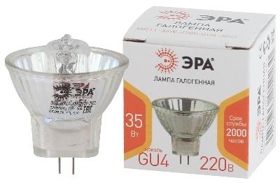 Лампочка галогенная ЭРА GU4-MR11-35W-220V-30 CL GU4 35Вт софит теплый белый свет