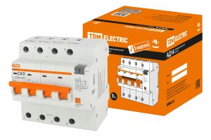 Диф. автомат АД14 4P, C63, 300 мА, 4,5 кА, тип АС, 5 мод, TDM