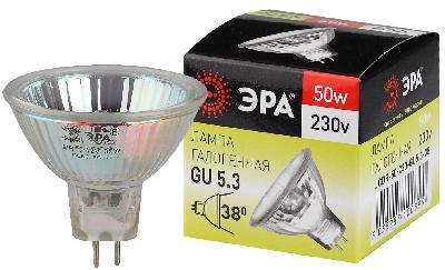 Лампочка галогенная ЭРА GU5.3-JCDR (MR16)-50W-230V-CL GU5.3 50Вт софит теплый белый свет