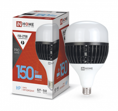 Лампа сд LED-HP-PRO 150Вт 230В E27 с адаптером Е40 6500К 14250Лм IN HOME