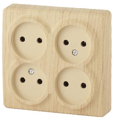 11-2210-11 ЭРА Розетка 4х2P, 16A-250В, IP20, ОУ, Эра Эксперт, сосна (12/120/1440)