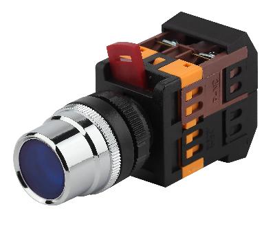 Кнопка ЭРА BBT10-ABLF-K07E ABLF-22 синий d22мм неон 240В 1з+1р