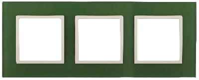 14-5103-27 ЭРА Рамка на 3 поста, стекло, Эра Elegance, зелёный+сл.кость (5/25/900)
