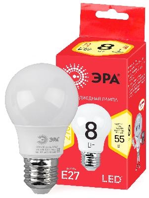 Лампочка светодиодная ЭРА RED LINE ECO LED A55-8W-827-E27 E27 / Е27 8Вт груша теплый белый свет