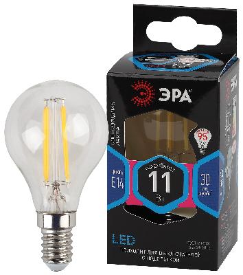 Лампочка светодиодная ЭРА F-LED P45-11W-840-E14 Е14 / Е14 11Вт филамент шар нейтральный белый свет