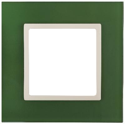 14-5101-27 ЭРА Рамка на 1 пост, стекло, Эра Elegance, зелёный+сл.кость (10/50/1800)