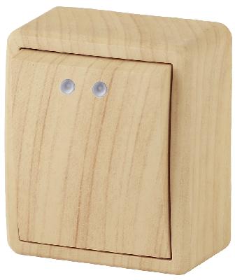 11-1202-11 ЭРА Выключатель с подсветкой, 10АХ-250В, IP20, ОУ, Эра Эксперт, сосна (16/160/2400)