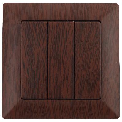 4-106-10 Intro Выключатель тройной, 10А-250В, СУ, Solo, венге (10/200/2400)