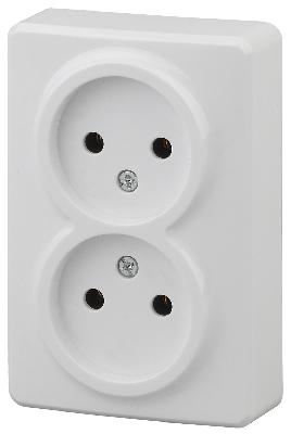 11-2202-01 ЭРА Розетка 2х2P, 16A-250В, IP20, ОУ, Эра Эксперт, белый (18/180/3600)