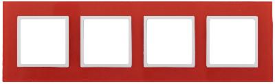 14-5104-23 ЭРА Рамка на 4 поста, стекло, Эра Elegance, красный+бел (5/25/900)