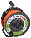 Удлинитель силовой ЭРА RMx-4es-3x2.5-50m-IP44 на металлической катушке с заземлением с выключателем 4 розетки 50м ПВС