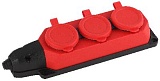 Колодка ЭРА K-3e-RED-IP44 каучуковая с заземлением 3 розетки 16A IP44 красная