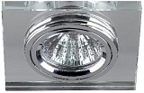DK8 CH/WH Светильник ЭРА декор стекло квадрат MR16,12V/220V, 50W, хром/зеркальный (50/2100)