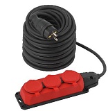Удлинитель силовой ЭРА UK-3e-3x1,5-40m-IP44(KG) с заземлением 3 розетки каучук 40м КГ 3х1,5мм2 IP44