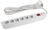 Сетевой фильтр ЭРА  SFX-6es-2m-W с надежной защитой с заземлением с выключателем 6 розеток 2м 10А белый