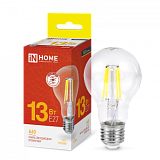Лампа сд LED-A60-deco 13Вт 230В Е27 3000К 1370Лм прозрачная IN HOME