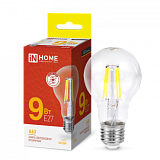 Лампа сд LED-A60-deco 9Вт 230В Е27 3000К 1040Лм прозрачная IN HOME