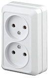 2Э-203-01 Intro Розетка 2х2P, 16А-250В, ОУ, б.м.п., Quadro, белый (10/100/2100)