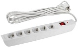 Сетевой фильтр ЭРА  SFX-6es-4m-W с надежной защитой с заземлением с выключателем 6 розеток 4м 10А белый