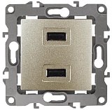 12-4110-04 ЭРА Устройство зарядное USB, 230В/5В-2100мА, IP20, Эра12, шампань (6/60/1920)