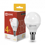 Лампа сд LED-ШАР-VC 4Вт 230В Е14 3000К 380Лм IN HOME