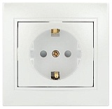 Розетка Intro Plano 1-206-06 с заземлением 2P+E Schuko со шторками, 16А-250В, IP20, СУ, перламутр