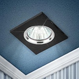 KL57 SL/BK Светильник ЭРА литой  "алюминевый " MR16,12V/220V, 50W  серебро/черный (100/2100)