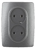 12-2107-12 ЭРА Розетка 2X2P, 16A-250В, IP20, Эра12, графит (10/100/1600)