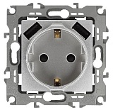 14-4109-03 ЭРА Розетка 2P+E 16A-250В, штор. с 2xUSB 5В-3А, Эра Elegance, алюминий (10/100/2000)