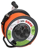 Удлинитель силовой ЭРА RMx-4es-3x2.5-40m-IP44 на металлической катушке с заземлением с выключателем 4 розетки 40м ПВС