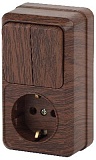 Блок розетка с выключателем Intro Quadro 2-706-10 двойным вертикальный 10(16)А-250В, IP20, ОУ, венге