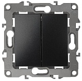 12-1104-05 ЭРА Выключатель двойной, 10АХ-250В, IP20, Эра12, антрацит (10/100/2500)