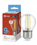Лампа сд LED-ШАР-deco 9Вт 230В Е27 6500К 1040Лм прозрачная IN HOME