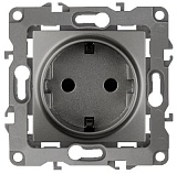 12-2102-12 ЭРА Розетка 2P+E Schuko со шторками, 16A-250В, IP20, Эра12, графит (10/100/2500)