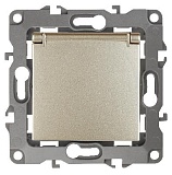 12-2103-04 ЭРА Розетка 2P+E Schuko со шторками с крышкой, 16A-250В, IP20, Эра12, шампань (10/100/250