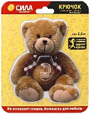 Крючок СИЛА  SHT12-S1C-12 на силиконовом креплении Мишка Teddy 12х14.5 см нагрузка до 2,5 кг