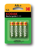 Аккумуляторы NiMH (никель-металлгидридные) Kodak HR6-4BL 2100mAh [KAAHRP-4] (80/640/15360)