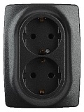 12-2106-05 ЭРА Розетка 2X2P+E Schuko, 16A-250В, IP20, Эра12, антрацит (10/100/1600)