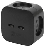 Разветвитель электрический ЭРА SP-4-USB-B на 4 розетки 220V + 2xUSB 2400mA, без заземл 10А (черный)